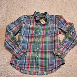 Polo Ralph Lauren boys Large or 14/16 blue, green, red, white plaid NWT